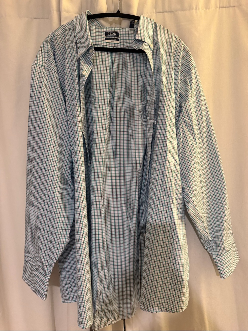 IZOD Light Blue and White Checked Lightweight Shirt Jacket